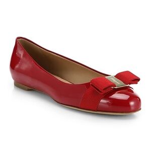 Ferragamo Varina Patent Ballet Flat Red NWT Size 9B